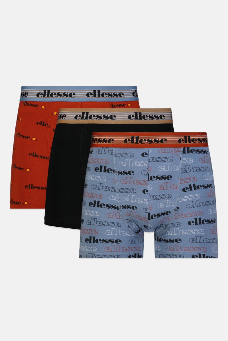 Ellesse Men 3 Pieces Brand Logo Trunks, Multicolor - Image 1